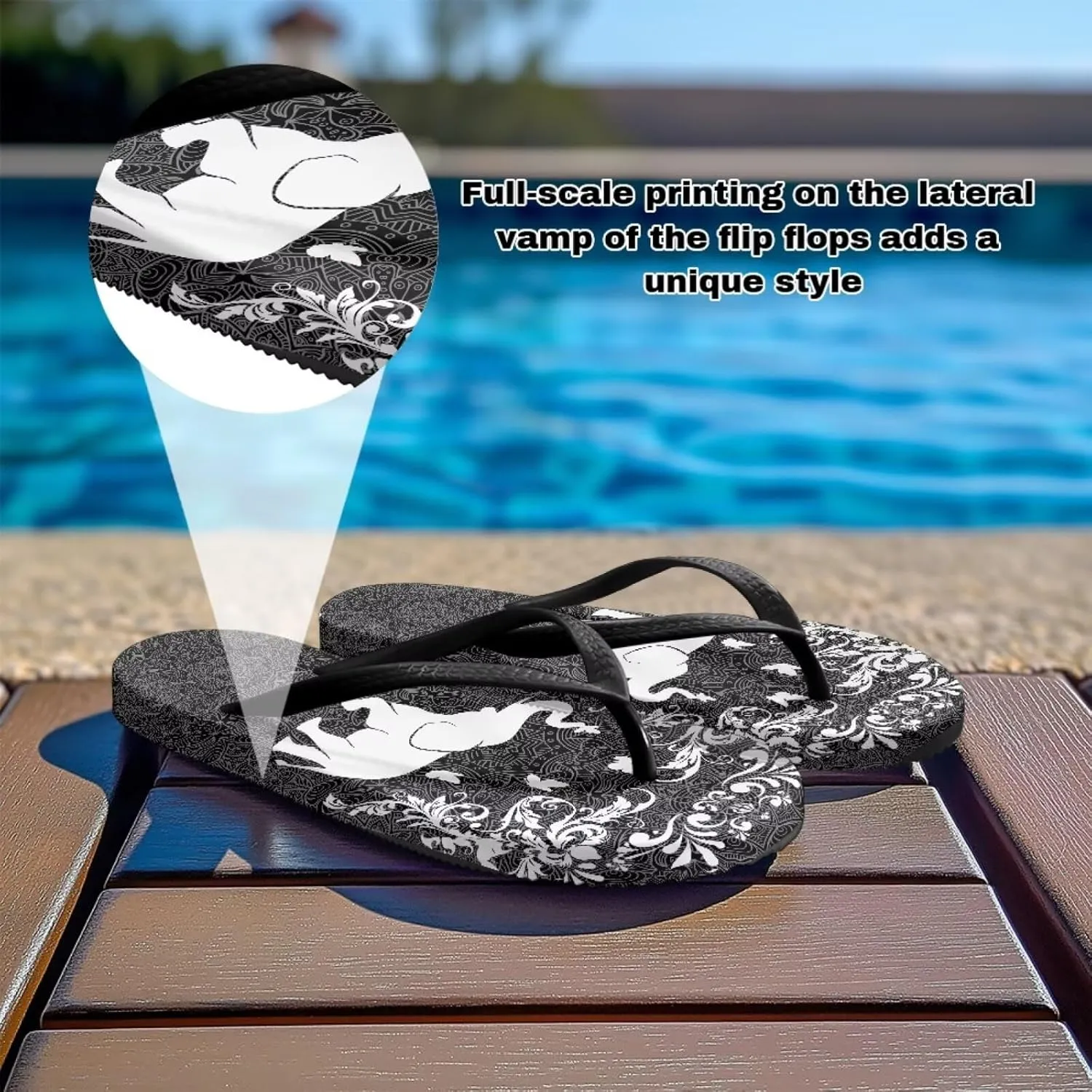 Howilath Animal Pattern Women Sandals Non-Slip Flip Flops for Women Beach Thong Sandals Bathroom Shower Shoes with EVA Sole