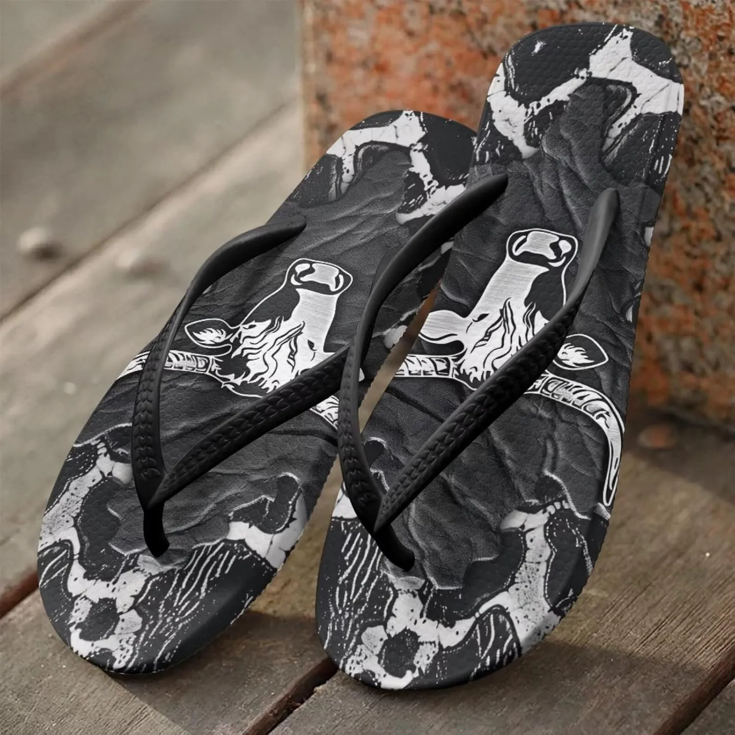Howilath Animal Pattern Women Sandals Non-Slip Flip Flops for Women Beach Thong Sandals Bathroom Shower Shoes with EVA Sole