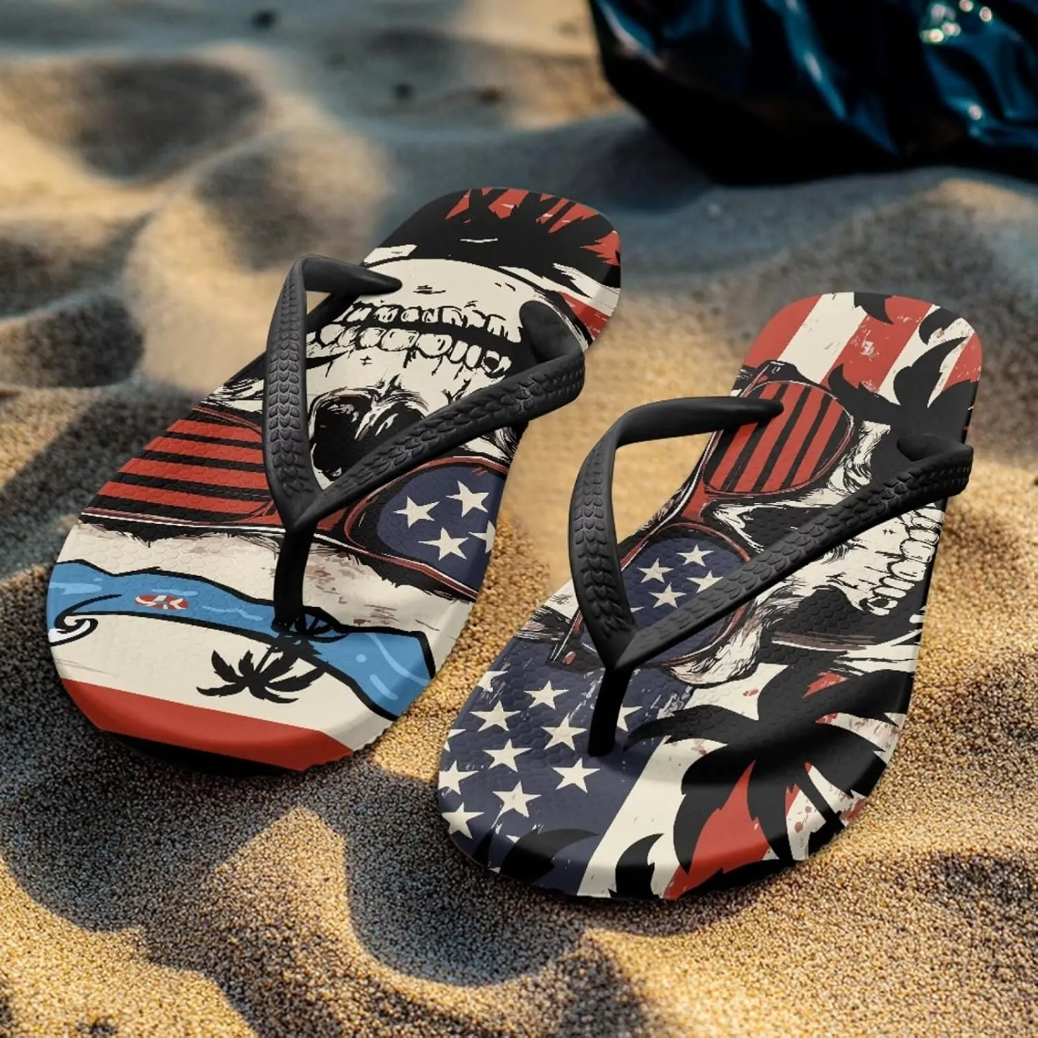 Howilath Gothic Skull Print Women Flip Flops Pool Beach Thong Sandals Soft Bathroom Shower Shoes with Arch Support