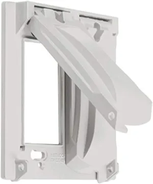 Hubbell-Bell MX2050WH Two Gang Two Device Flat Metal Weatherproof Receptacle Cover, White