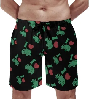 I Love Trash Garbage Trucks Men's Comfort Swim Trunks Quick Dry Beach Shorts with Mesh Lining