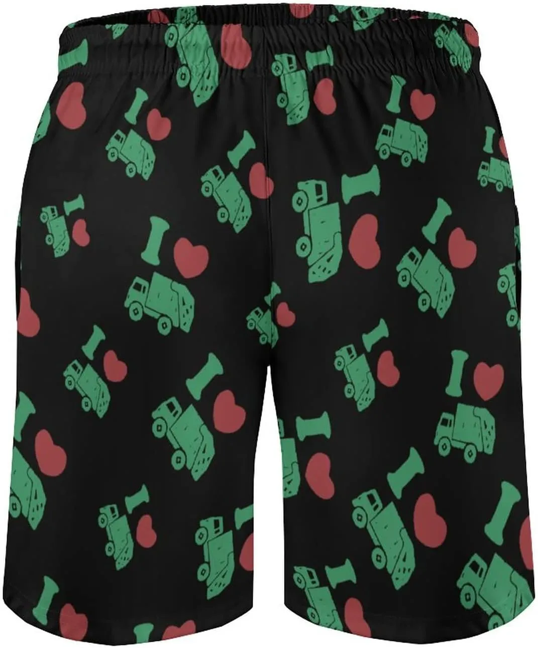I Love Trash Garbage Trucks Men's Comfort Swim Trunks Quick Dry Beach Shorts with Mesh Lining