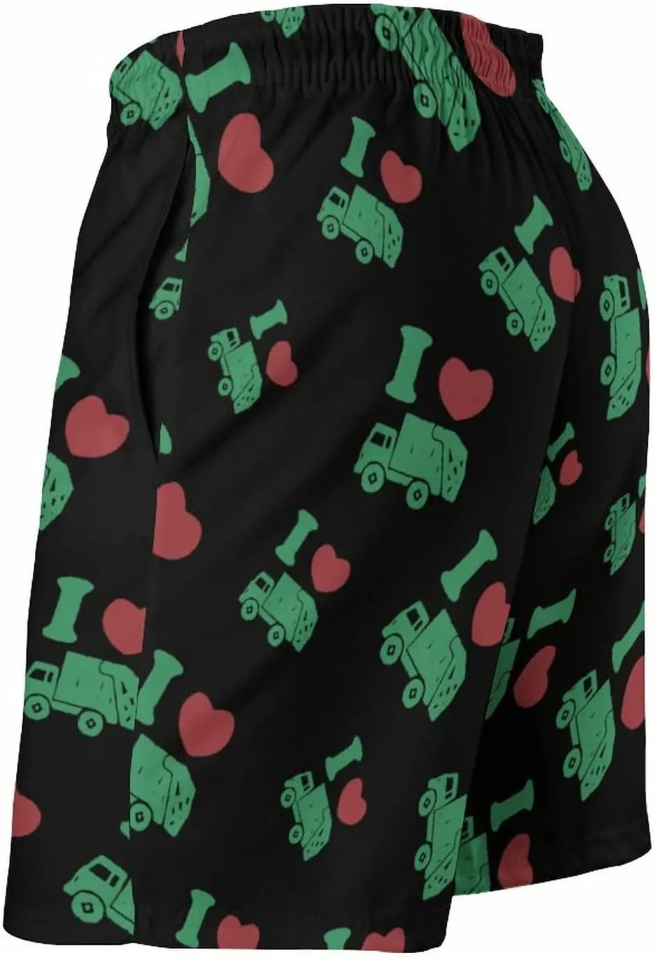 I Love Trash Garbage Trucks Men's Comfort Swim Trunks Quick Dry Beach Shorts with Mesh Lining