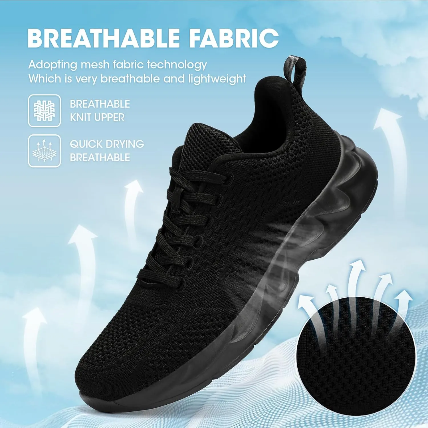 INYO Men Walking Shoes Lightweight Breathable Tennis Shoes Gym Fitness Casual Sneaker Jogging Outdoor Sport Running Shoes