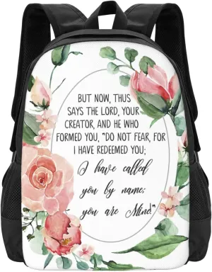 Isaiah 43 1, Fear Not For I Have Redeemed You, Bible Verse Wall Art Minimalist Large Backpack – 15”Laptop Backpack, Lightweight Travel & Work Bag With Ergonomic Straps