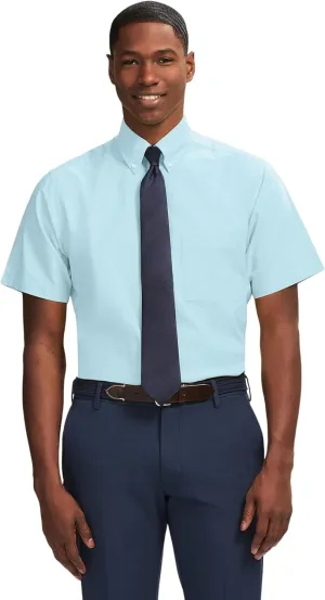 IZOD Men's Dress Shirt Regular Fit Oxford Short Sleeve All Over Stretch Button Down Collar