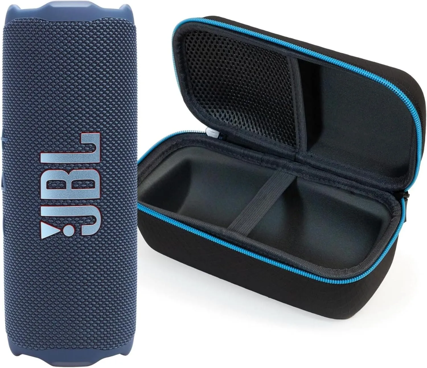 JBL FLIP 7 Bluetooth Speaker & divvi! Premium Hard Case Bundle - Blue