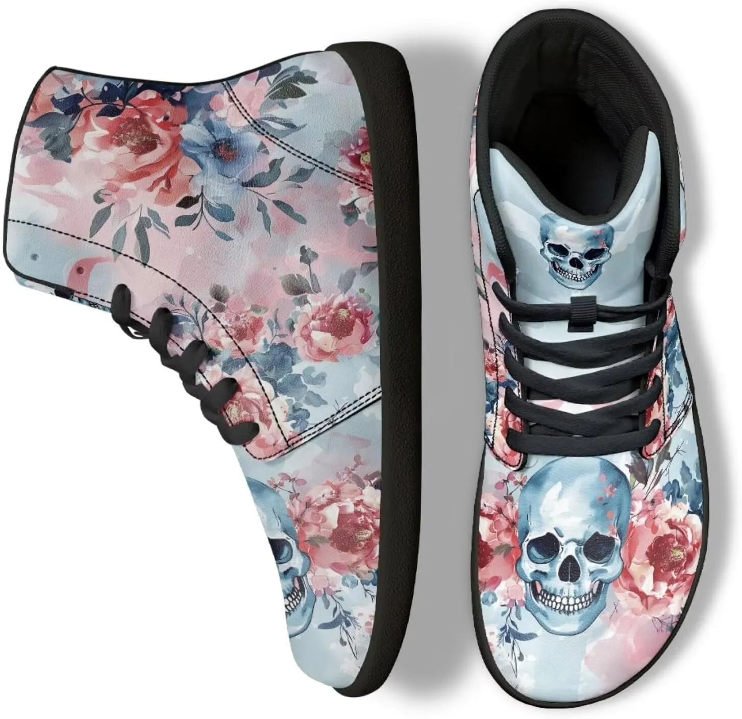 Jeiento Skull High Top Barefoot Running Shoes Breathable Sneaker for Men