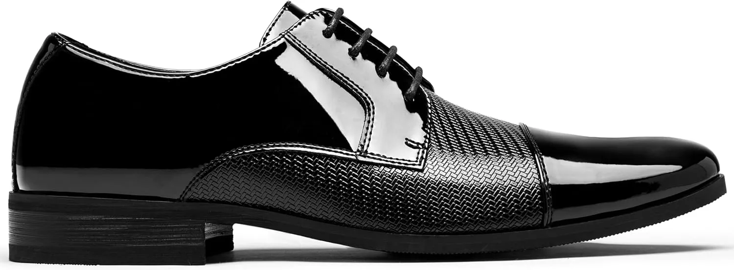 Jousen Mens Dress Shoes Tuxedo Patent Oxford Classic Comfortable Dress Shoes for Men