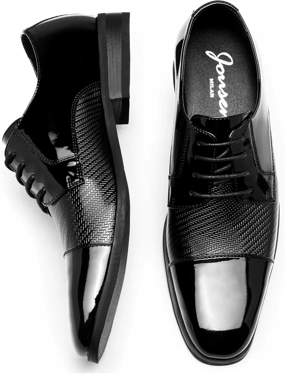 Jousen Mens Dress Shoes Tuxedo Patent Oxford Classic Comfortable Dress Shoes for Men