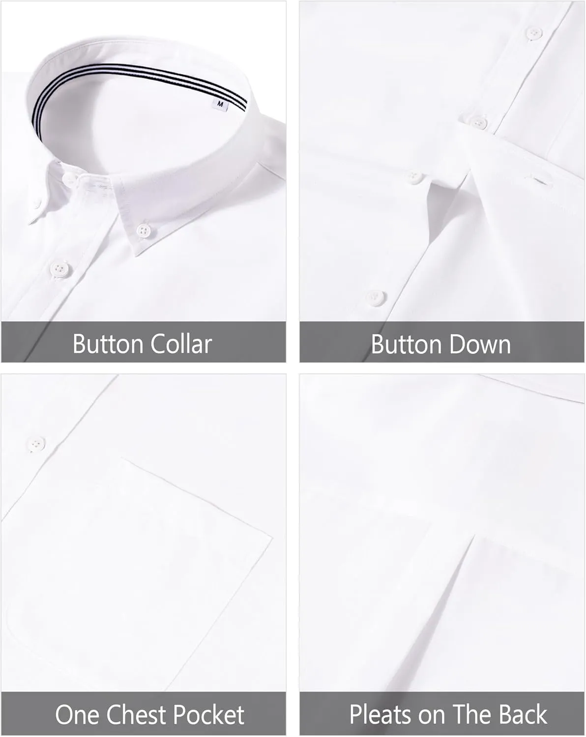 J.VER Men's Oxford Shirt Solid Casual Button Down Collar Shirts Long Sleeve Dress Shirts with Pocket