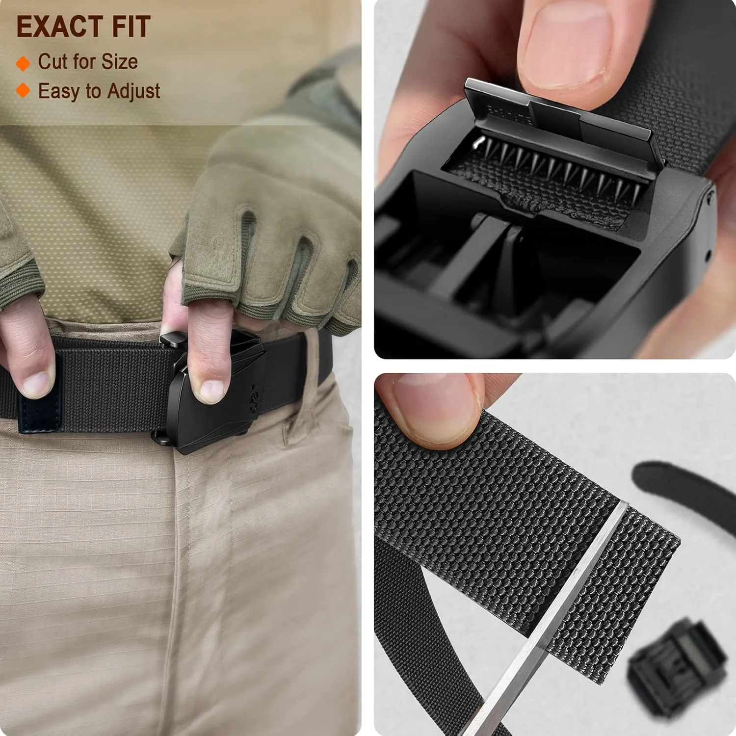 KEMISANT Mens Belt, Military Tactical Stretch Web Nylon Belt For Gift Men Hiking Hunting 1.5",Cut For Fit