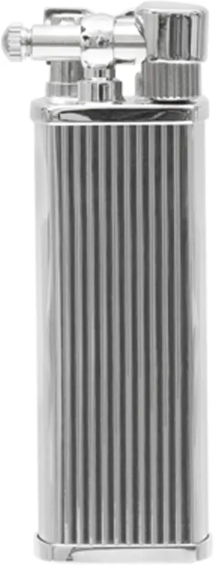 Kenshi Mizo Silver Japanese Pipe Lighter - Refillable, Angled & Adjustable Soft-Flame, Travel Friendly, Flip Top, Uses Butane
