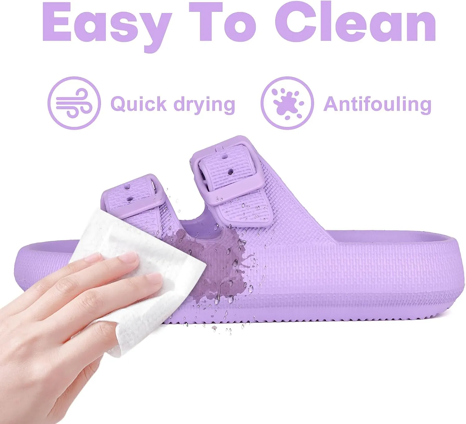 Kids Buckle Cloud Slides丨Boys Girls Slip On Sandals丨Youth Shower Flip Flops Beach Pool Shoes EVA Adjustable Summer Slippers （12 Little Kids - 7 Big Kids）