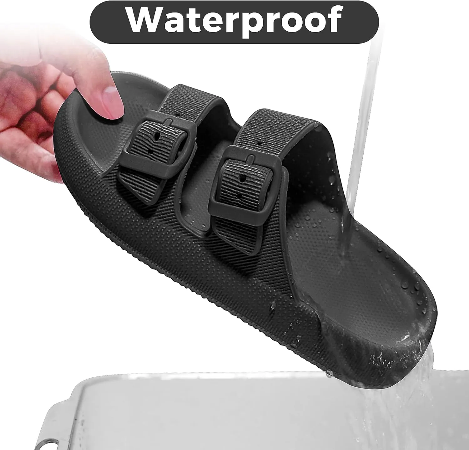 Kids Buckle Cloud Slides丨Boys Girls Slip On Sandals丨Youth Shower Flip Flops Beach Pool Shoes EVA Adjustable Summer Slippers （12 Little Kids - 7 Big Kids）