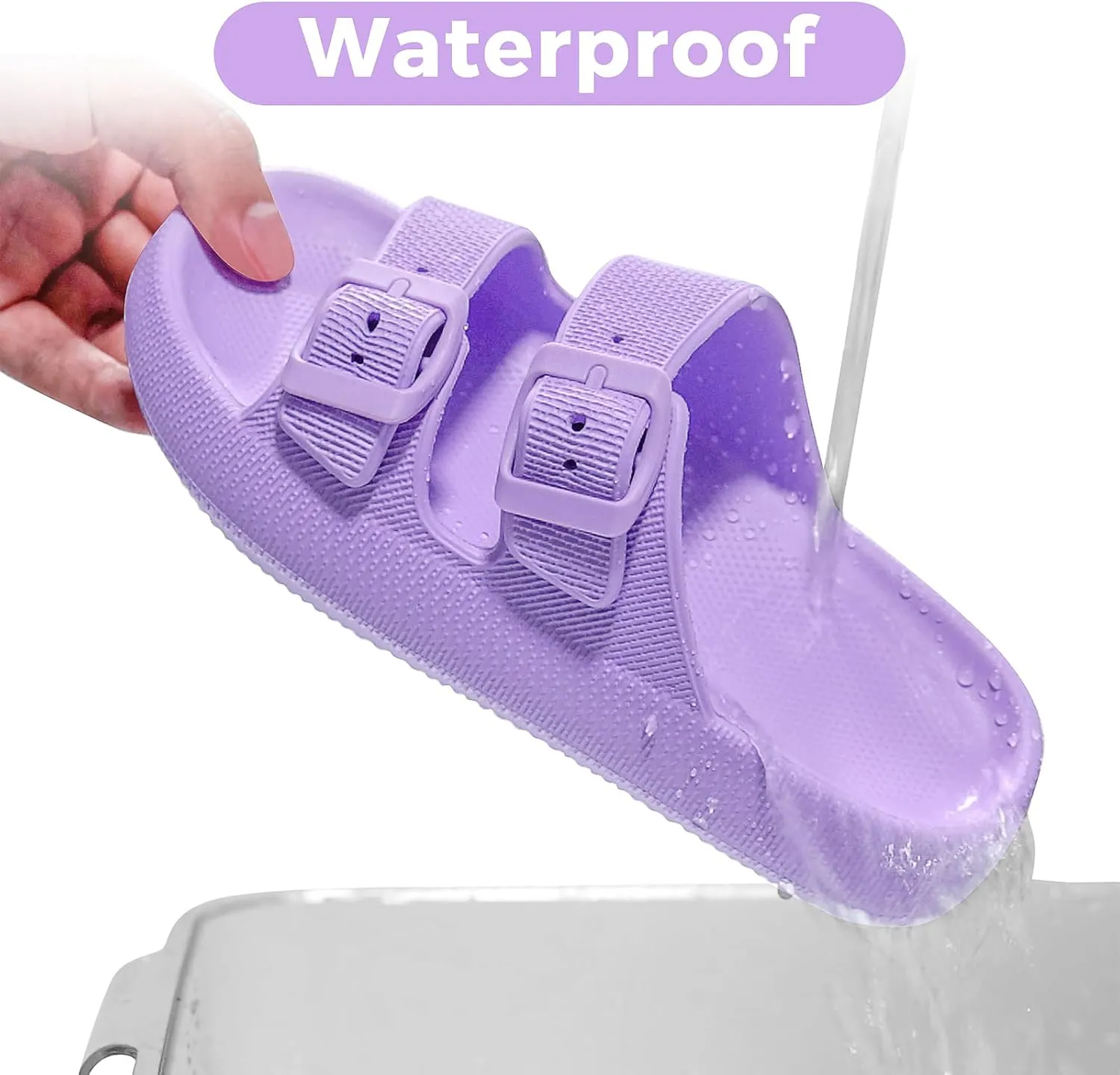 Kids Buckle Cloud Slides丨Boys Girls Slip On Sandals丨Youth Shower Flip Flops Beach Pool Shoes EVA Adjustable Summer Slippers （12 Little Kids - 7 Big Kids）