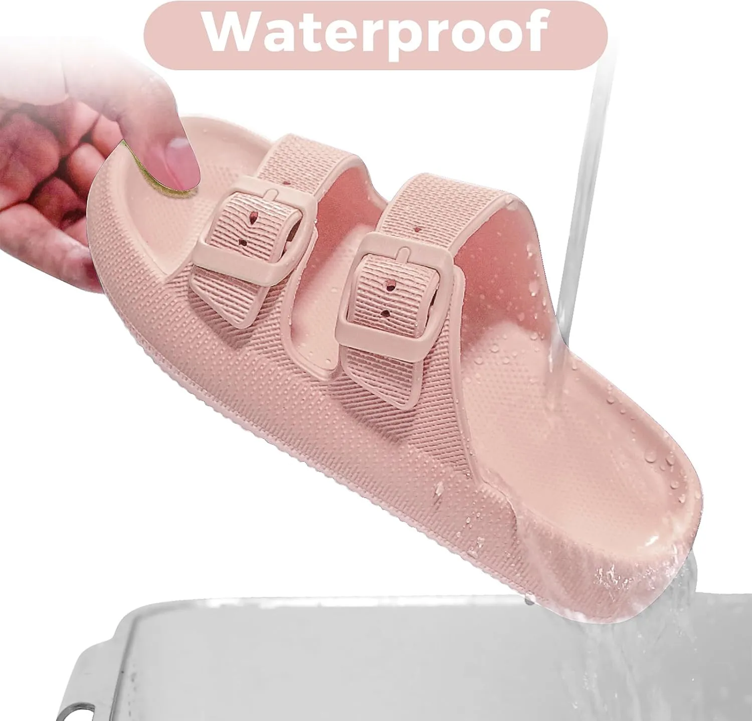 Kids Buckle Cloud Slides丨Boys Girls Slip On Sandals丨Youth Shower Flip Flops Beach Pool Shoes EVA Adjustable Summer Slippers （12 Little Kids - 7 Big Kids）