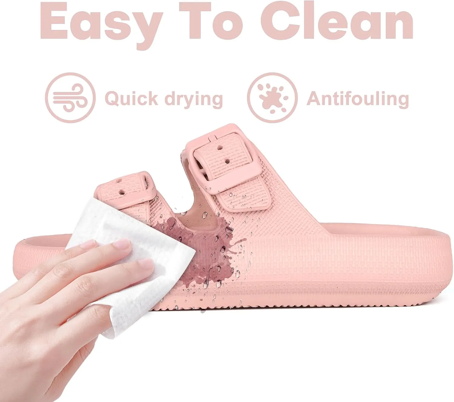 Kids Buckle Cloud Slides丨Boys Girls Slip On Sandals丨Youth Shower Flip Flops Beach Pool Shoes EVA Adjustable Summer Slippers （12 Little Kids - 7 Big Kids）
