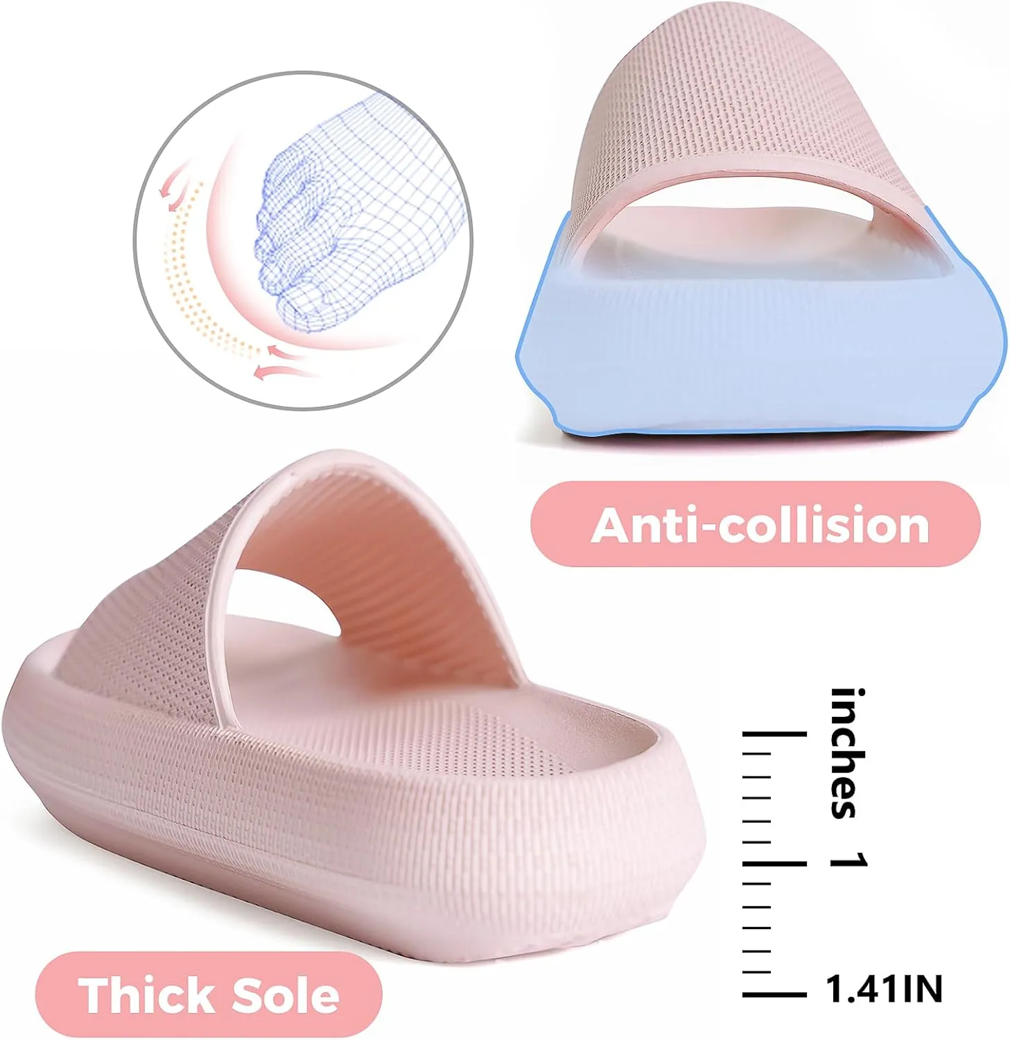 Kids Cloud Slides Boys Girls Flip Flops Slip On Beach Sandals Youth Pool Shower Shoes EVA Summer Slippers（11 Little Kids - 6 Big Kids）