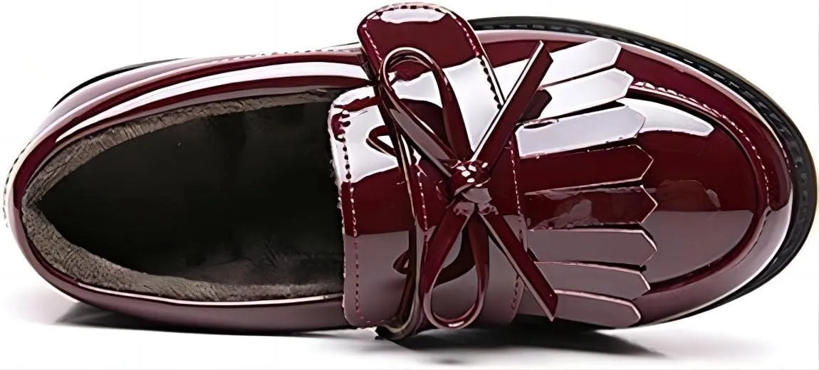 kkdom Girl's Classic Tassel School Uniform Shoes British Style Oxford Shoes
