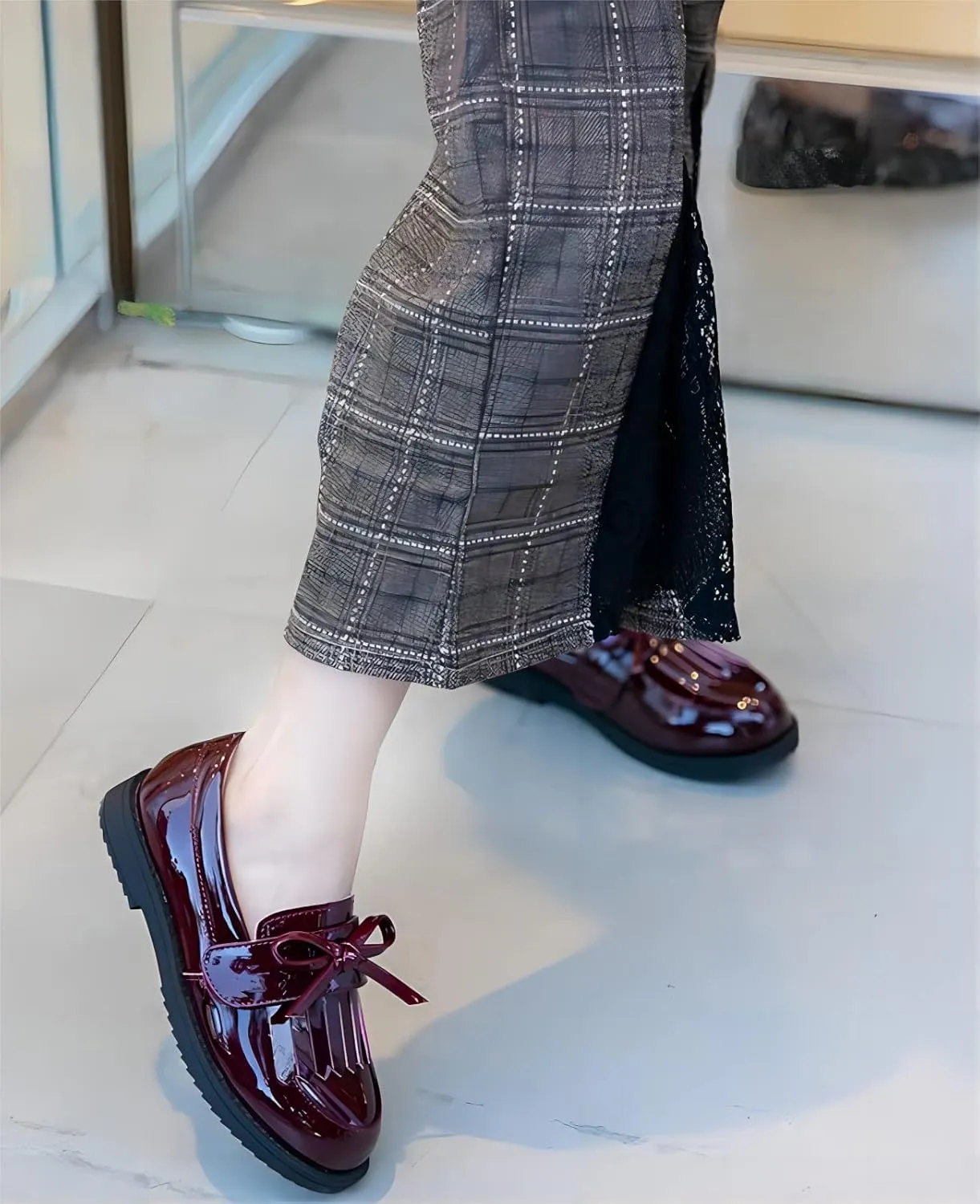 kkdom Girl's Classic Tassel School Uniform Shoes British Style Oxford Shoes