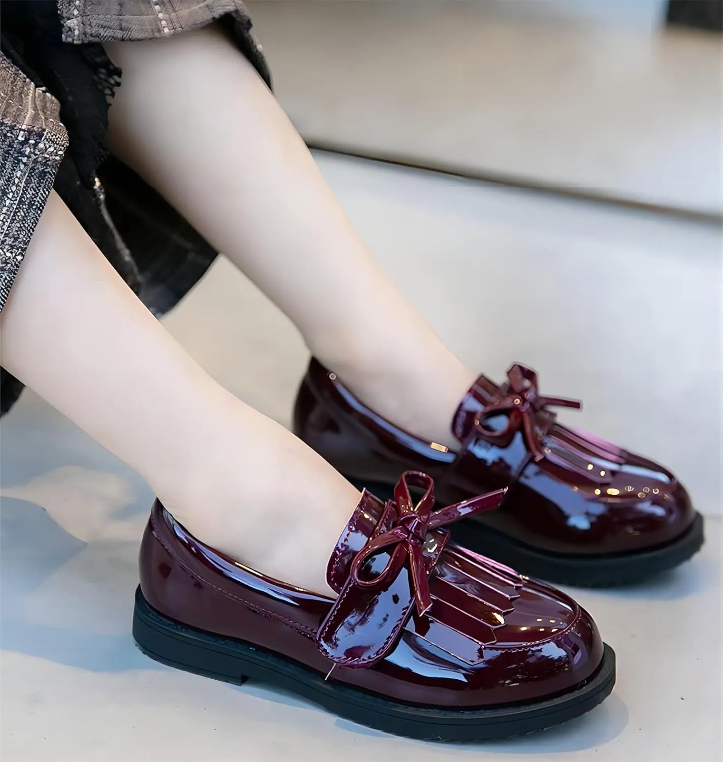 kkdom Girl's Classic Tassel School Uniform Shoes British Style Oxford Shoes