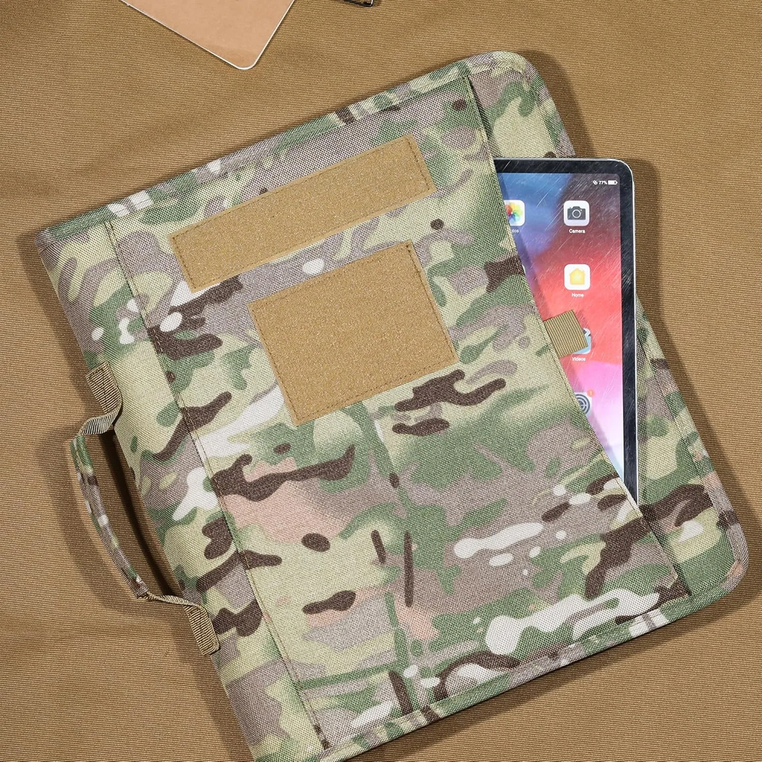 Kosibate Tactical Padfolio Portfolio Binder with Zipper and 25 Sheets of Letter Size Paper,Notebook Cover,Tactical Notebook with Zippered for Folders,Detachable 3-Ring Binder(A4,13.5X 11.5Inch)