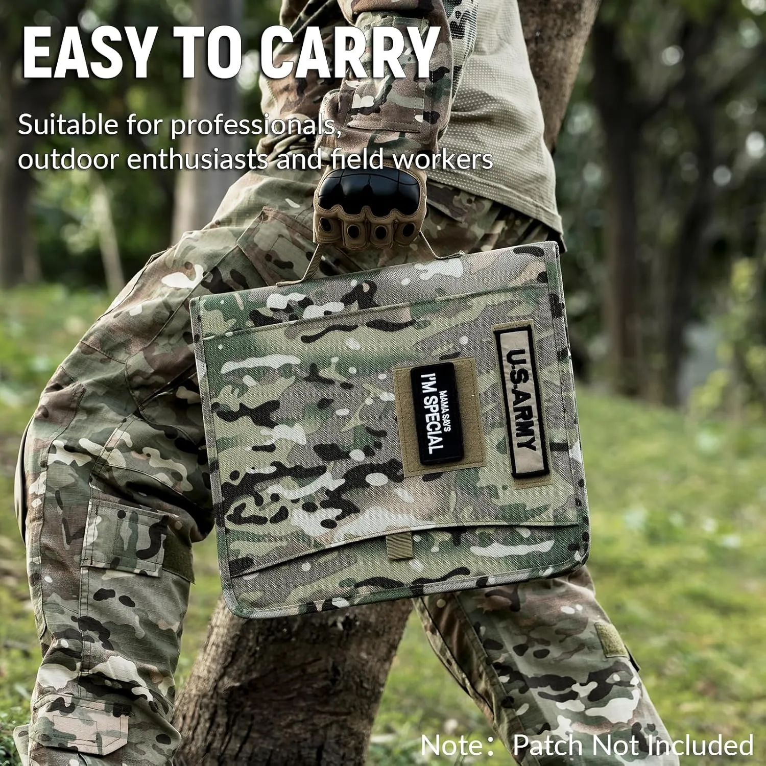 Kosibate Tactical Padfolio Portfolio Binder with Zipper and 25 Sheets of Letter Size Paper,Notebook Cover,Tactical Notebook with Zippered for Folders,Detachable 3-Ring Binder(A4,13.5X 11.5Inch)