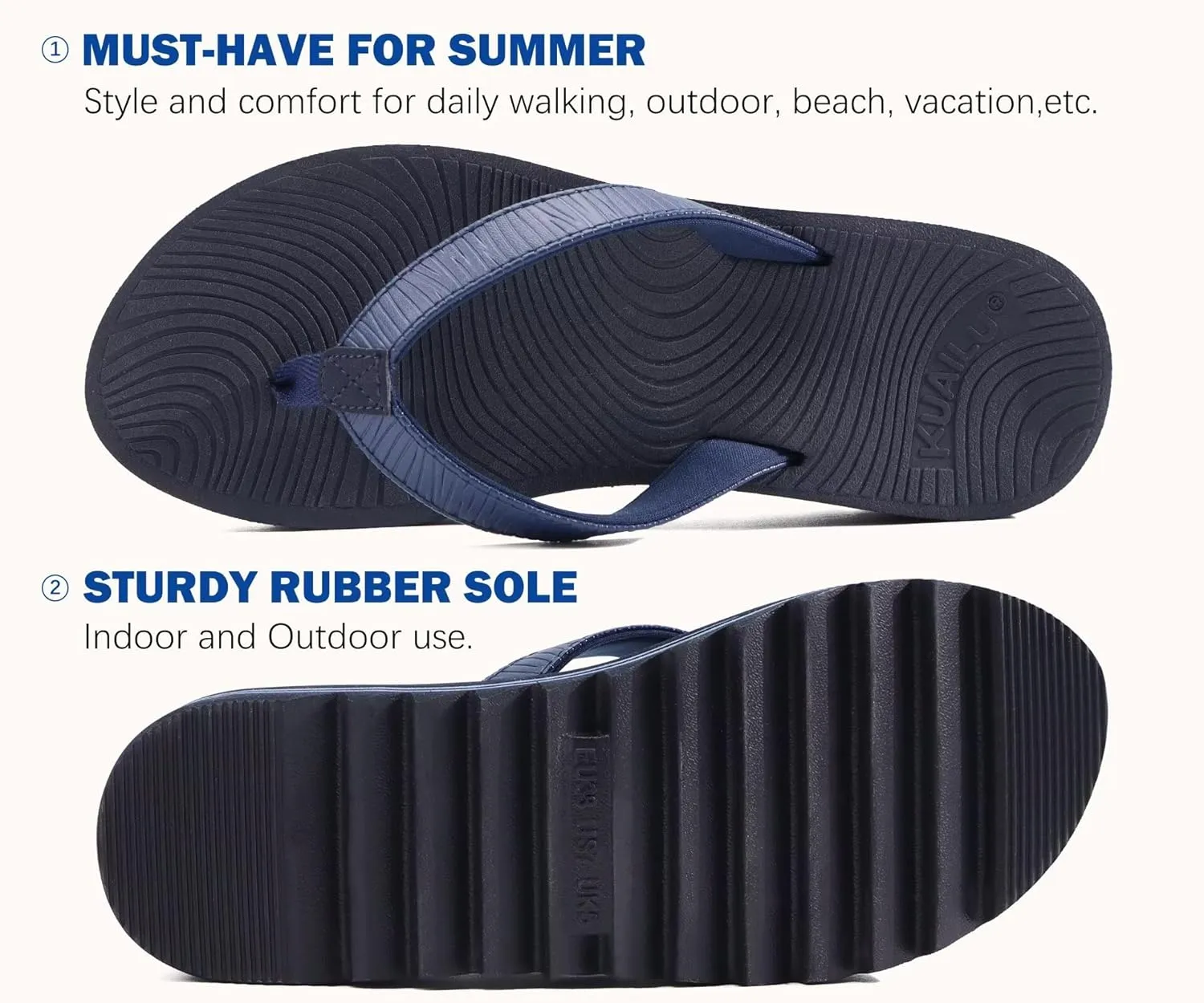 KuaiLu Women’s Flip Flops Ladies Yoga Mat Platform Thong Sandals Dressy Womans Lightweight Summer Slip On Beach Flip Flop Sandles, Soft Cushion Footbed, Arch Support