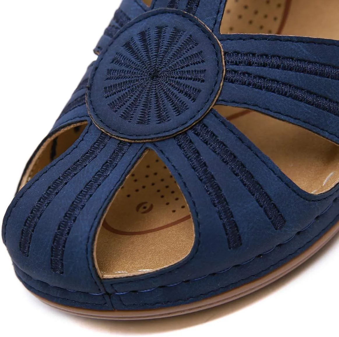Ladies Sandals Flip Flops Slides for Women Summer Wedge Platform Hollow Post Toe Thongs Shoes with Adjustable Ankle Strap Size 6.5-11.5 US