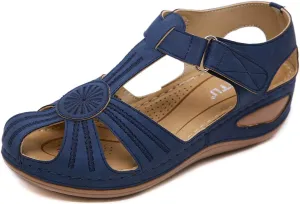 Ladies Sandals Flip Flops Slides for Women Summer Wedge Platform Hollow Post Toe Thongs Shoes with Adjustable Ankle Strap Size 6.5-11.5 US