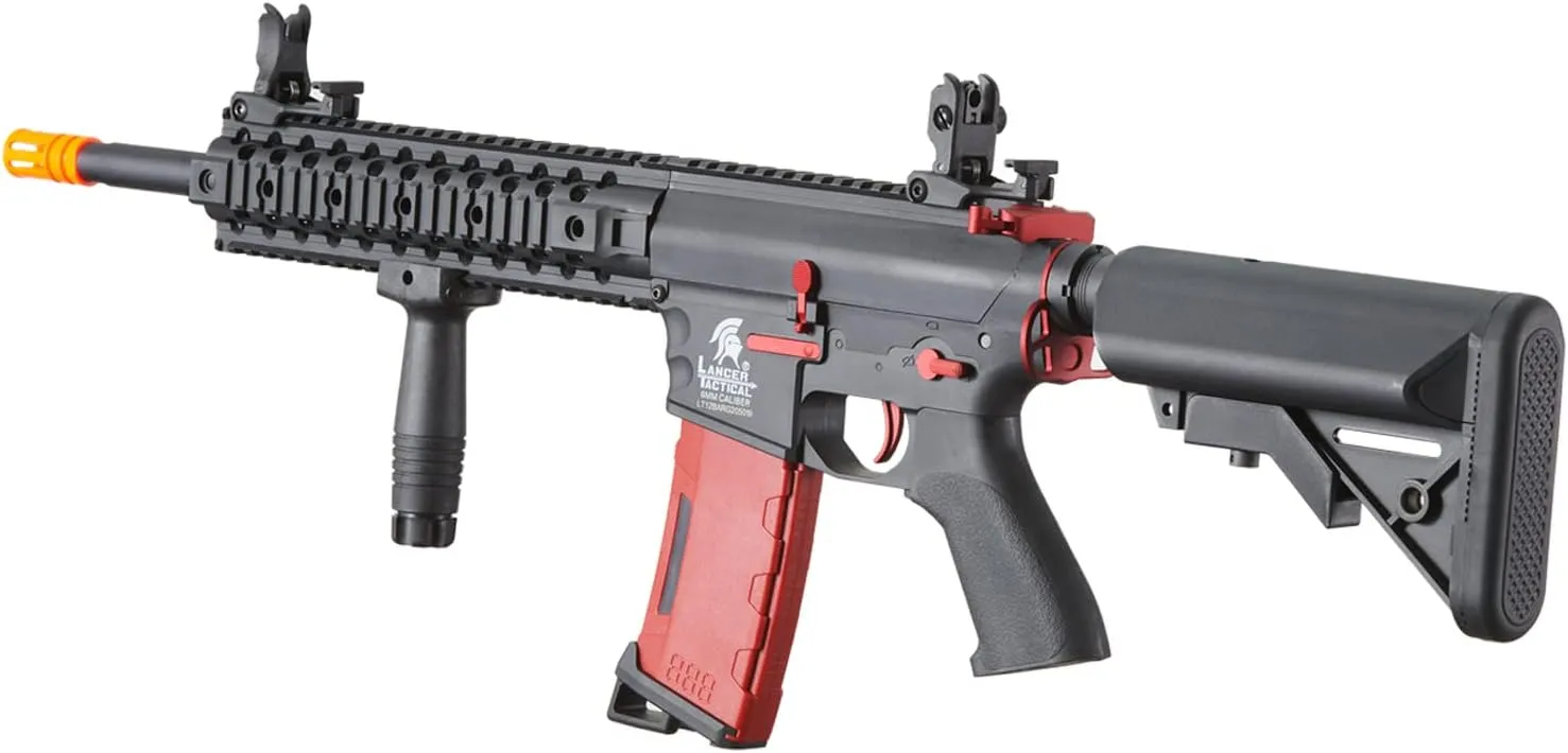 Lancer Tactical Gen 2 New Evo M4 High FPS Color Accent Airsoft AEG Rifle Metal Gear with High Speed Magazine, Battery, Charger & 1000 Rounds BB Included