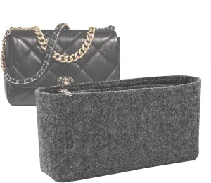 Lckaey Purse Organizer Insert for Chanel 19 Small bag with Side Zipper Pocket Handbag Chanel Maxi Flip bag Organizer Y002Lightgrey-S