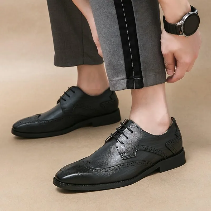 Leather New Men's Oxford Shoes Business Breathable Classic Lace-up Dress Derby Shoes for Men