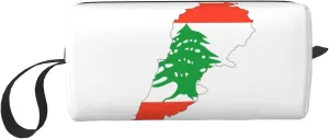 Lebanon Flag Map print Travel Toiletry Case Pouch Makeup Bag Travel Cosmetic Bags,Cosmetic Makeup Bags with Zipper