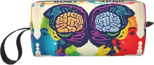 Left and Right Brain Advantage print Multi-Purpose Cosmetic Bag with Zipper Canvas Makeup Bags, Travel Toiletry Pouch, Pencil Bags