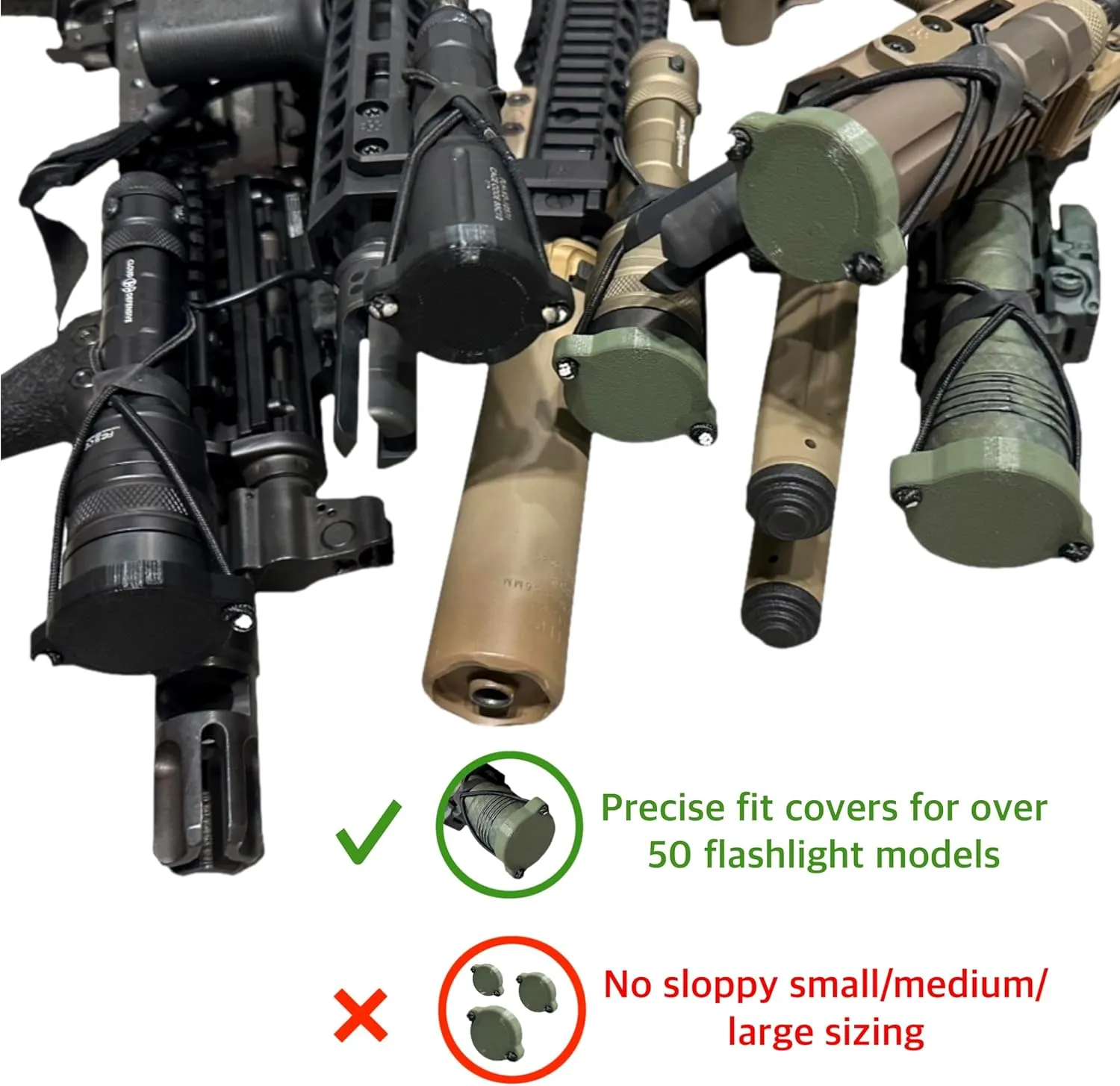 Light/Lens Cover for Weapon Mounted Flashlights Higher-Temp PETG-CF (Earth Brown, 952V - KM3 Head)