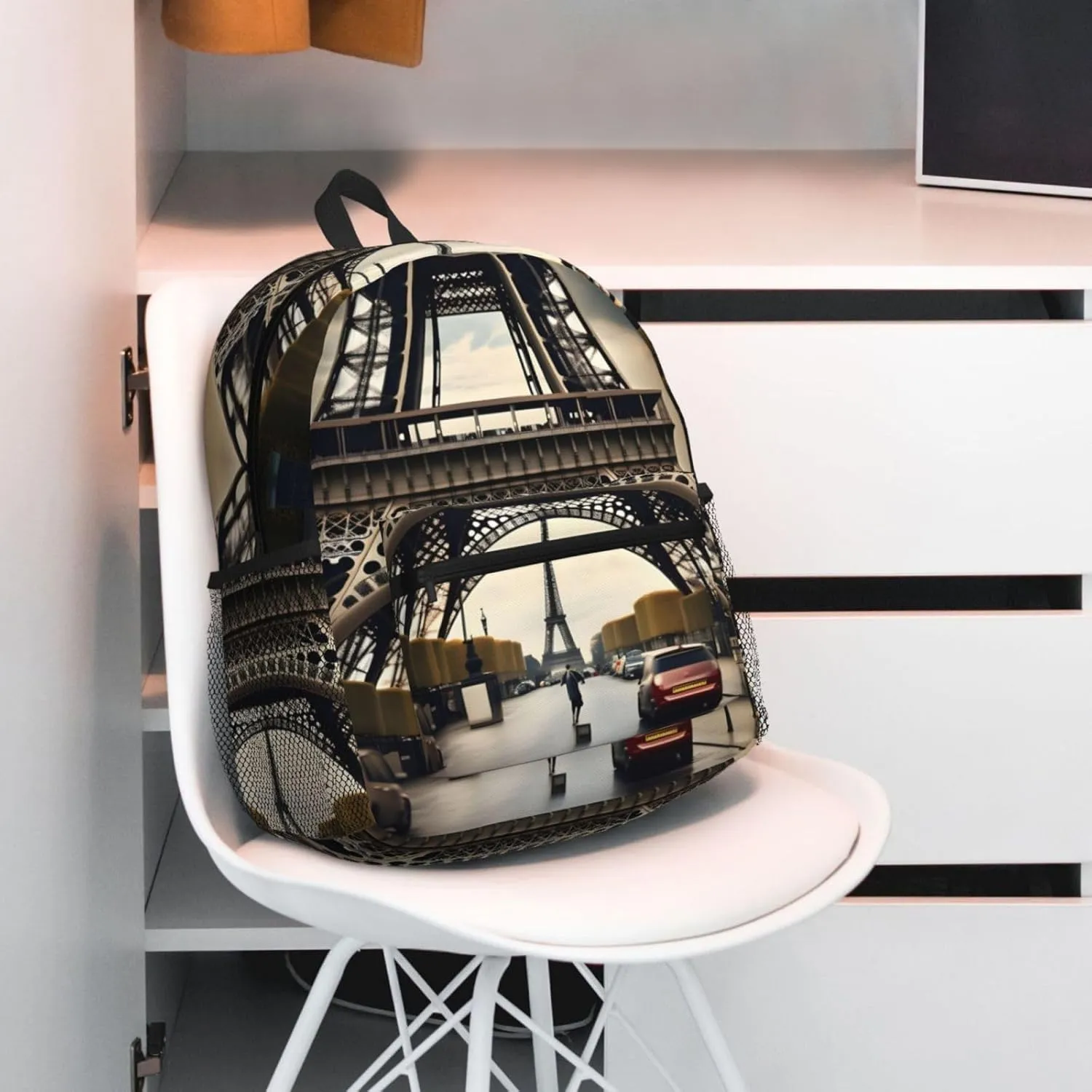 Lightweight Laptop Backpack,Casual Daypack Travel Backpack Bookbag Work Bag for Men and Women-Paris Street Eiffel Tower