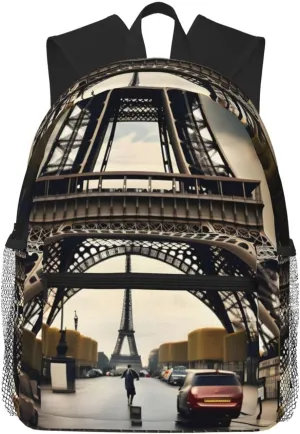 Lightweight Laptop Backpack,Casual Daypack Travel Backpack Bookbag Work Bag for Men and Women-Paris Street Eiffel Tower