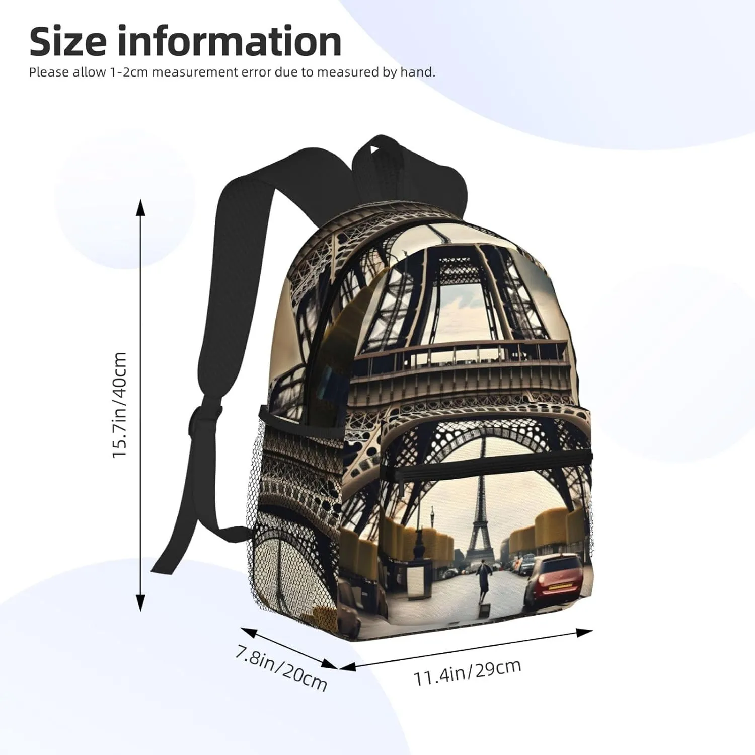 Lightweight Laptop Backpack,Casual Daypack Travel Backpack Bookbag Work Bag for Men and Women-Paris Street Eiffel Tower