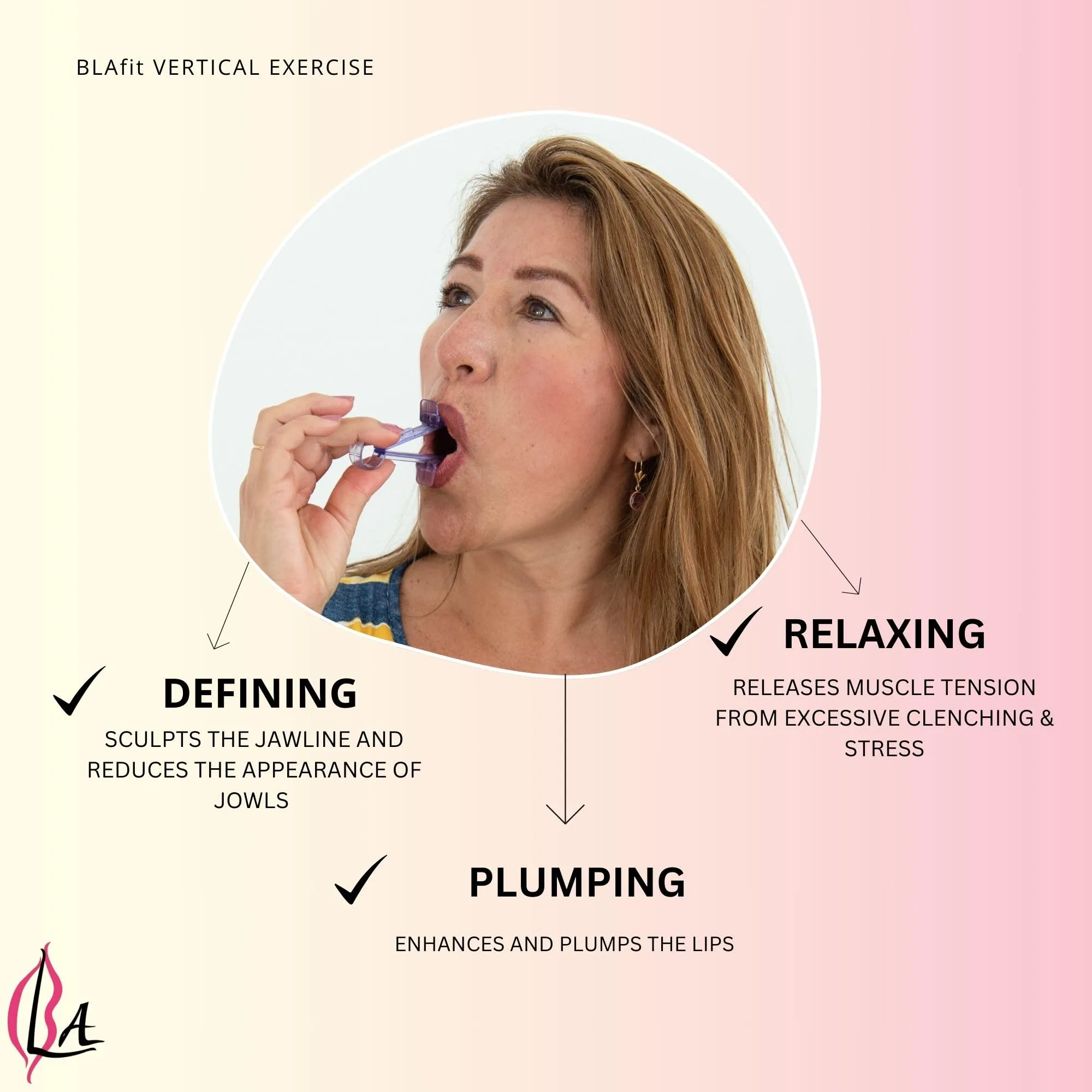 Lip Plumper Device | Non-Invasive Lip Plumping Device, Pain-Free | 60-Second Daily Exercise for Fuller Lips, Defined Jawline & Firmer Skin, MADE IN USA (Peachy Pink)