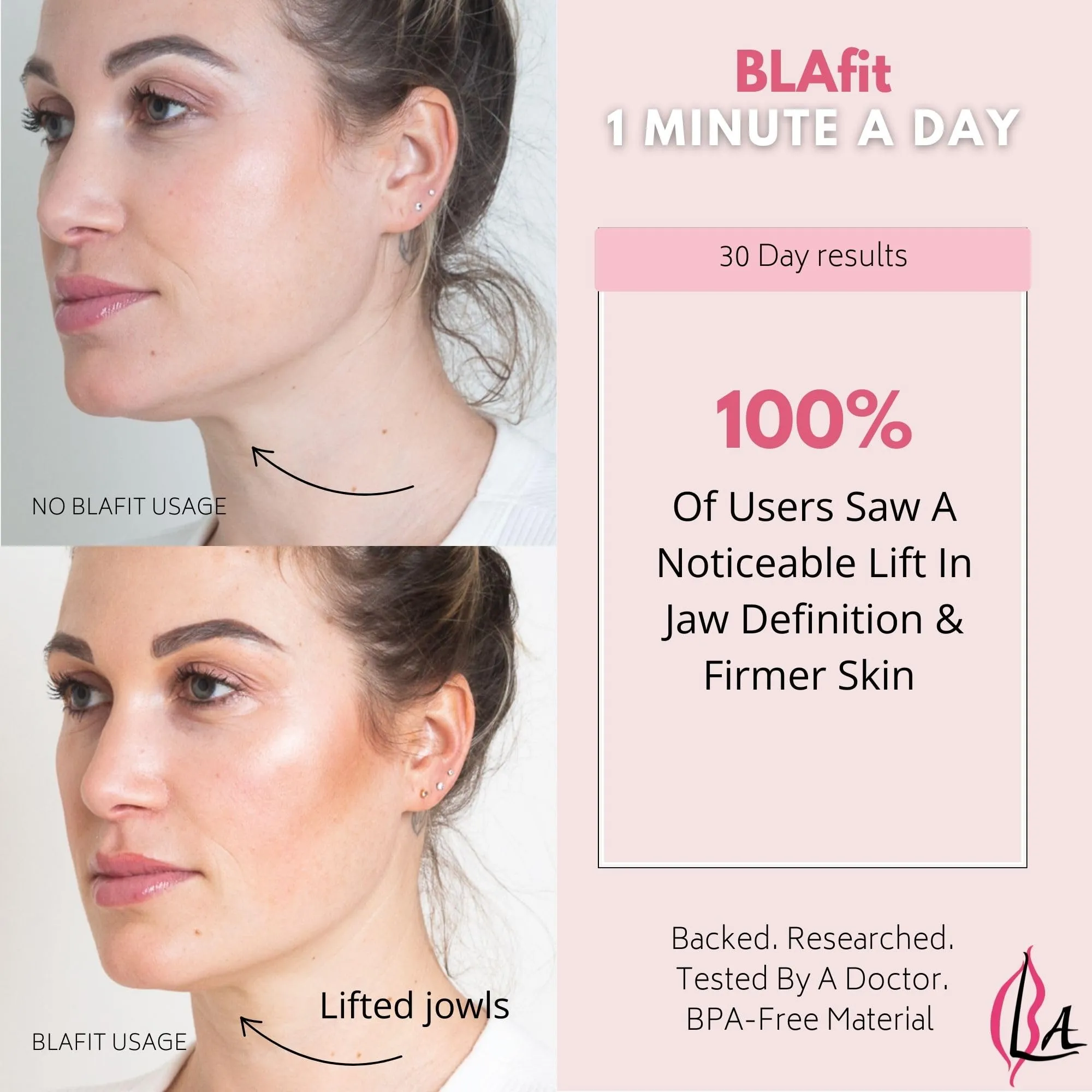Lip Plumper Device | Non-Invasive Lip Plumping Device, Pain-Free | 60-Second Daily Exercise for Fuller Lips, Defined Jawline & Firmer Skin, MADE IN USA (Peachy Pink)