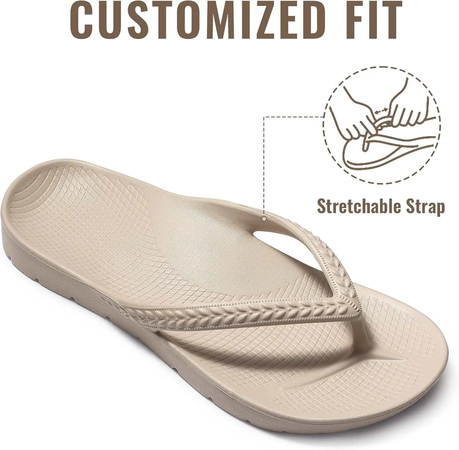 Litfun Women's Arch Support Flip Flops for Plantar Fasciitis Orthopedic Thong Sandals Comfortable Summer Beach Pool Slides