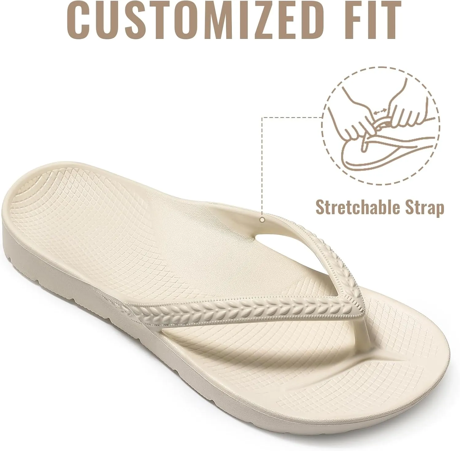 Litfun Women's Arch Support Flip Flops for Plantar Fasciitis Orthopedic Thong Sandals Comfortable Summer Beach Pool Slides