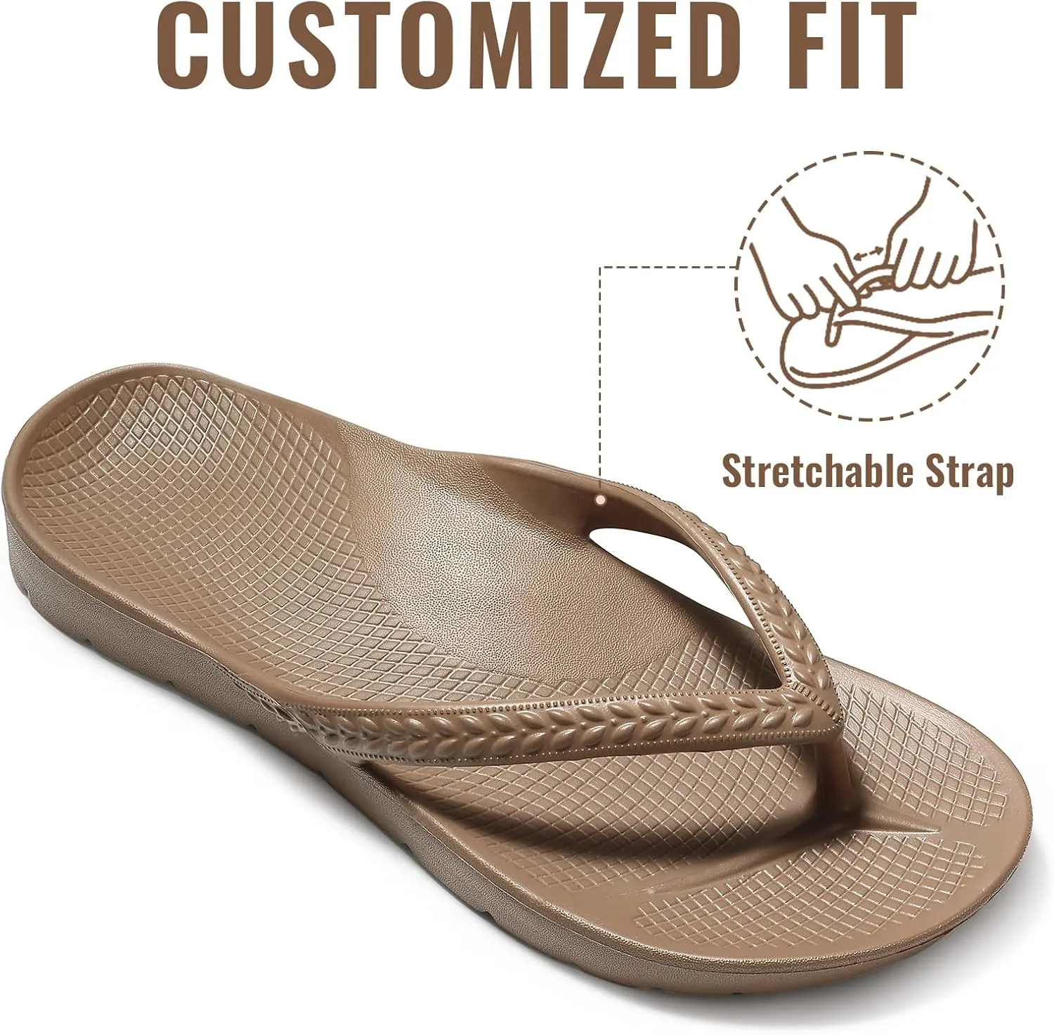 Litfun Women's Arch Support Flip Flops for Plantar Fasciitis Orthopedic Thong Sandals Comfortable Summer Beach Pool Slides