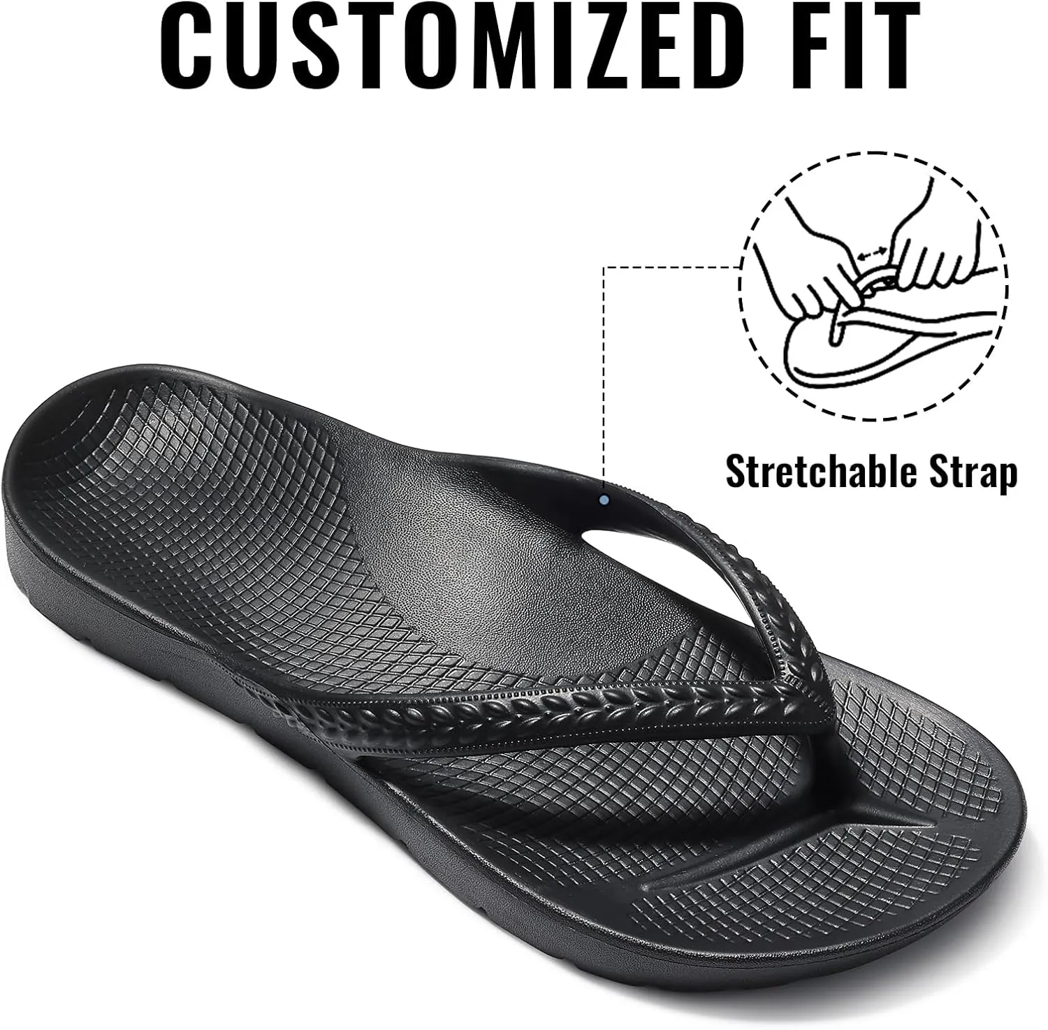 Litfun Women's Arch Support Flip Flops for Plantar Fasciitis Orthopedic Thong Sandals Comfortable Summer Beach Pool Slides