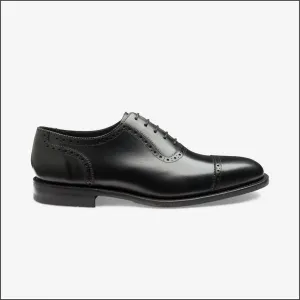 Loake Fleet Black Semi Brogue Oxford Shoe@