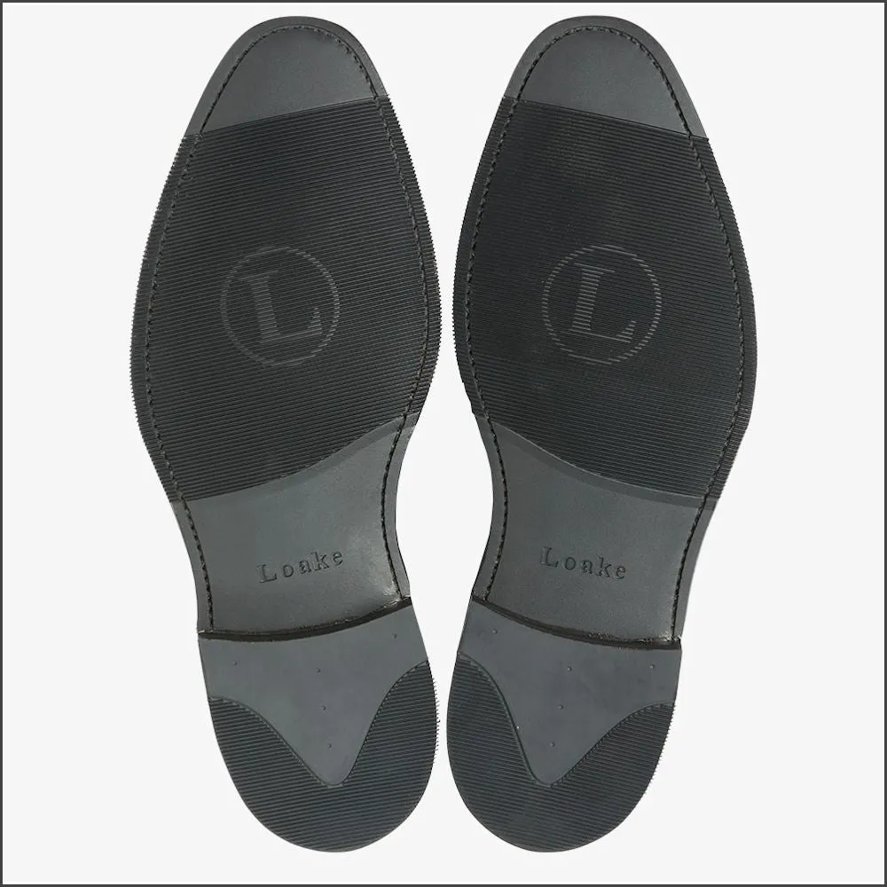 Loake Fleet Black Semi Brogue Oxford Shoe@