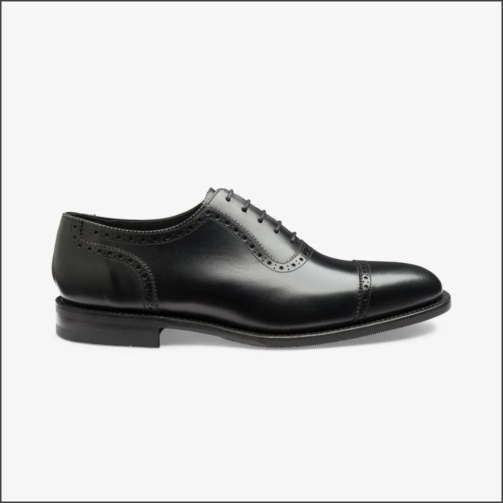 Loake Fleet Black Semi Brogue Oxford Shoe@