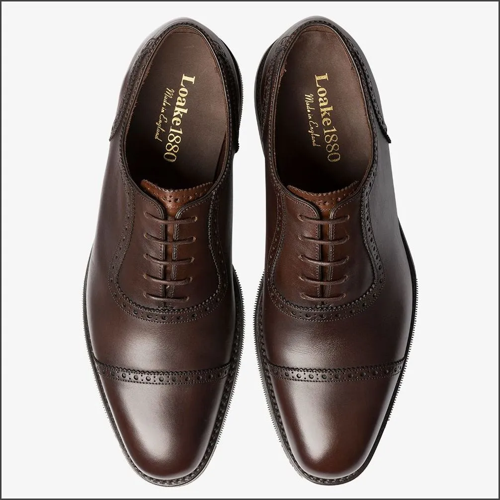 Loake Fleet Dark Brown Semi Brogue Oxford Shoe@
